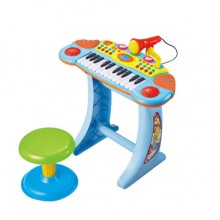 Детское пианино-синтезатор с микрофоном и стульчиком Bambi BB33 голубой