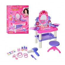 Трюмо детское, салон красоты со стульчиком 0395 бело розово фиолетовое 