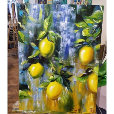 Картина маслом "Сочные Лимоны" холст лен 80*60см от Анны Журило