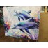 Картина маслом "Сказочная пара дельфинов" холст торцевой лен 70*80см