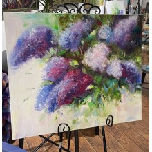 Картина маслом "Ветка Сирени" холст лен 50*60см 