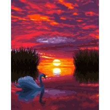 Картины по номерам - Лебедь на закате GX29423, птицы