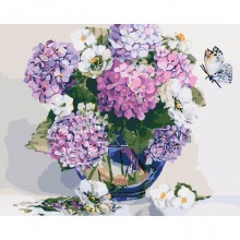 Картины по номерам - Шикарная гортензия (КНО2083),  цветы