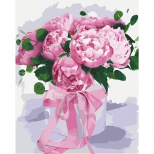 Картины по номерам - Подарок любимой 2 (КНО2095), цветы, пионы