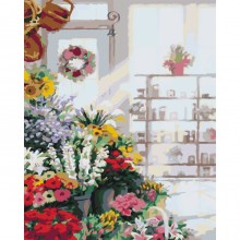 Картины по номерам - В цветочном магазине (КНО2023)  , цветы