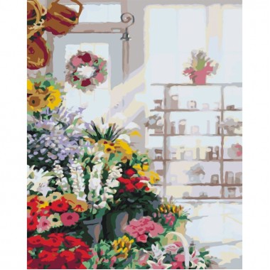 Картины по номерам - В цветочном магазине (КНО2023)  , цветы
