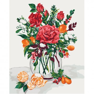 Картина по номерам - Сладкий Привкус праздника (КНО3028)  , цветы