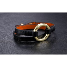 Женский кожаный браслет Jiayiqi 1121 черный