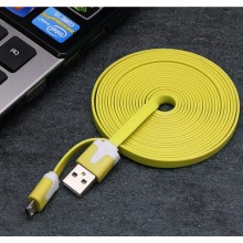 Кабель micro USB X38 резиновый, плоский 2м желтый
