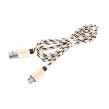 Кабель Zha micro USB ткань 1 метр, плетенный бежевый