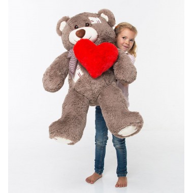 Плюшевый мишка с сердцем Mister Medved Латки Капучино 100 см