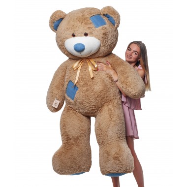 Плюшевый мишка Mister Medved Латте с джинсовыми латками 2 метра