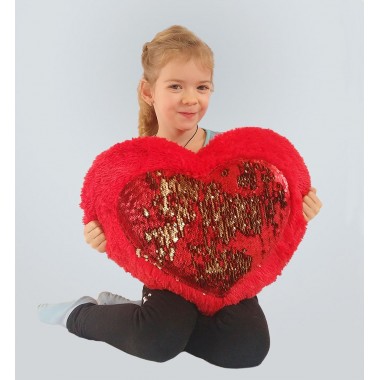 Плюшевая игрушка Mister Medved Подушка-сердце с пайетками 50 см
