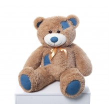 Плюшевый мишка Mister Medved Латте с джинсовыми латками 100 см Плюшевый мишка Mister Medved Латте с джинсовыми латками 100 см