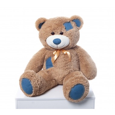 Плюшевый мишка Mister Medved Латте с джинсовыми латками 100 см