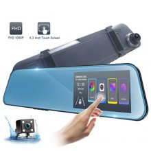 Автомобильный видеорегистратор-зеркало 1031 LCD 4.3" 2 камеры
