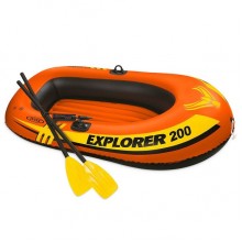 Двухместная надувная лодка Intex 58331 (185 x 94 x 41 см) Explorer 200 Set оранжевая