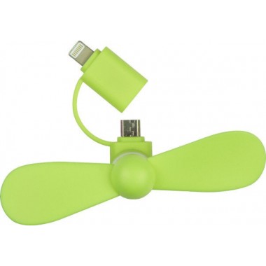 Мини вентилятор для телефона micro USB / Lightning зеленый