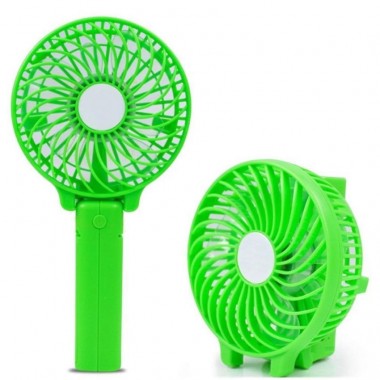 Ручной мини вентилятор на аккумуляторе с фонариком Handy Mini QFan USB диаметр 10см зеленый